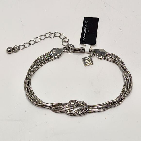 Banana Republic Knot Multi Chain Bracelet Silver Tone Adjustable Casual Everyday - Picture 1 of 4